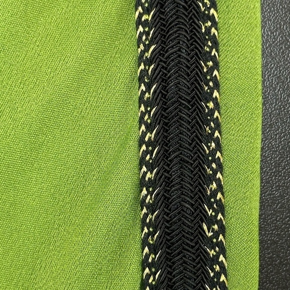 Anthropologie Deandra Green Tuxedo Satin Joggers 4 Ankle Zip Viscose High Rise - Picture 7 of 16